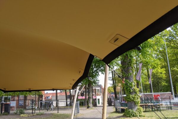 Stretchtent-8 Stretch tent 10,5×15 m — Sand